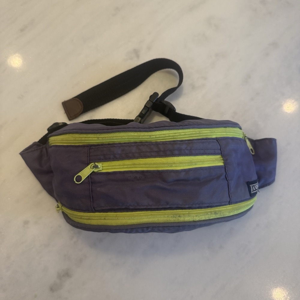 Vintage Lands' End Hiking Waist Pack Fanny Pack Adjustable Zip Neon 90s Multi